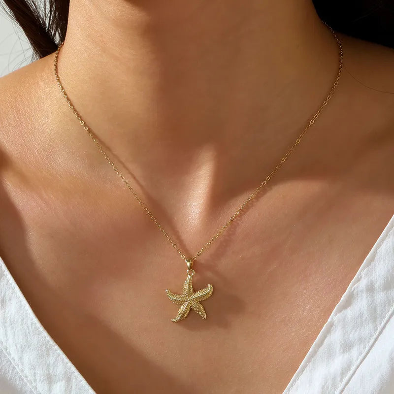 Gold Starfish Pendant Necklace