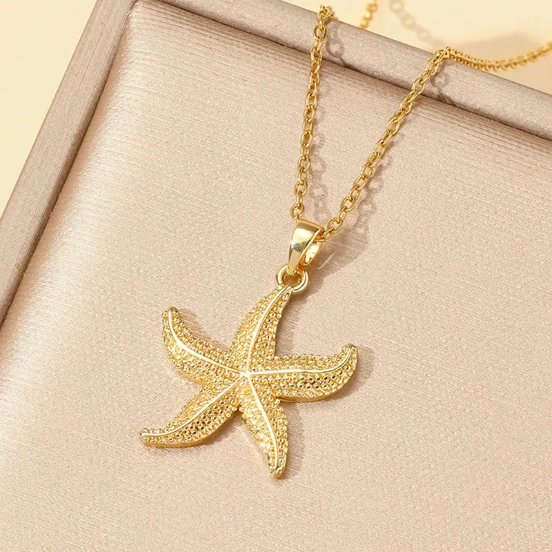 Gold Starfish Pendant Necklace