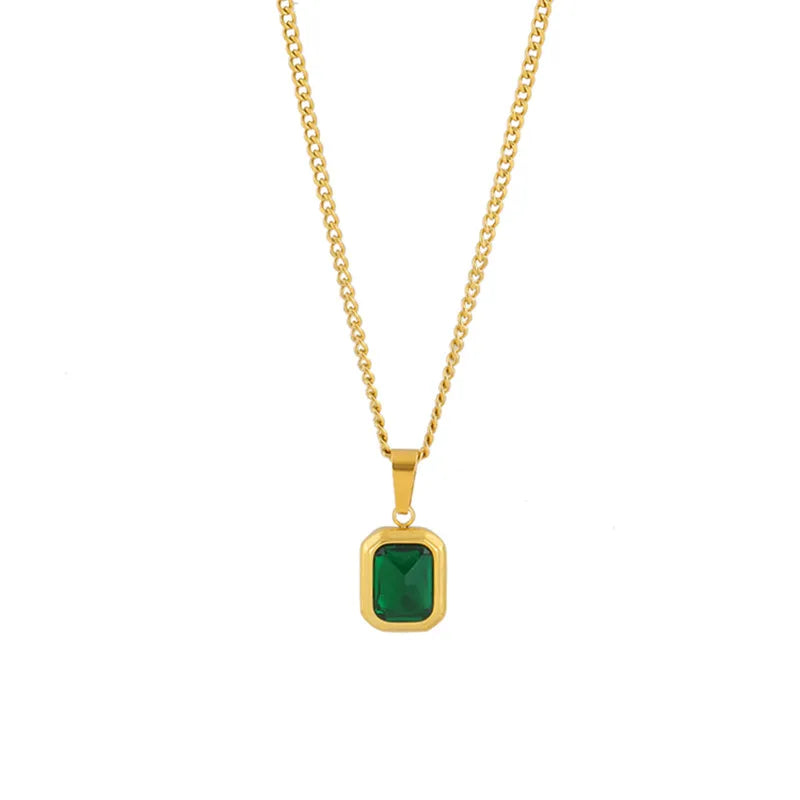 Green Emerald Pendant Necklace