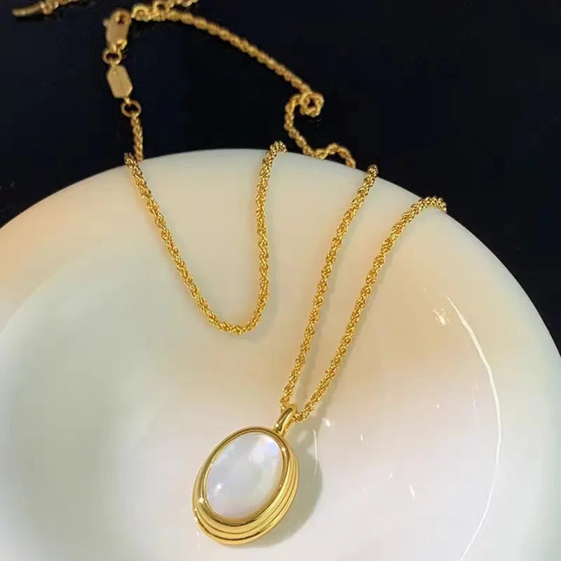 Oval Moonstone Pendant Necklace