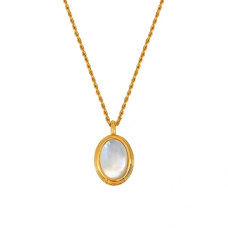 Oval Moonstone Pendant Necklace