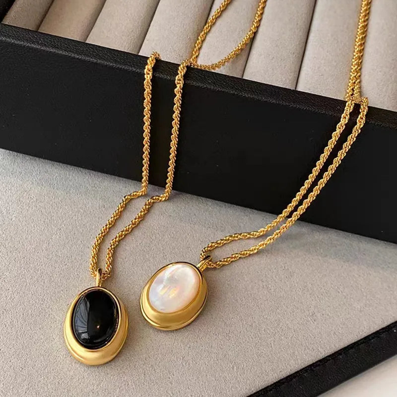 Oval Moonstone Pendant Necklace