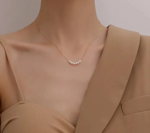 Elegant Gold-Plated Pearl Necklace - F Jewellery Shop