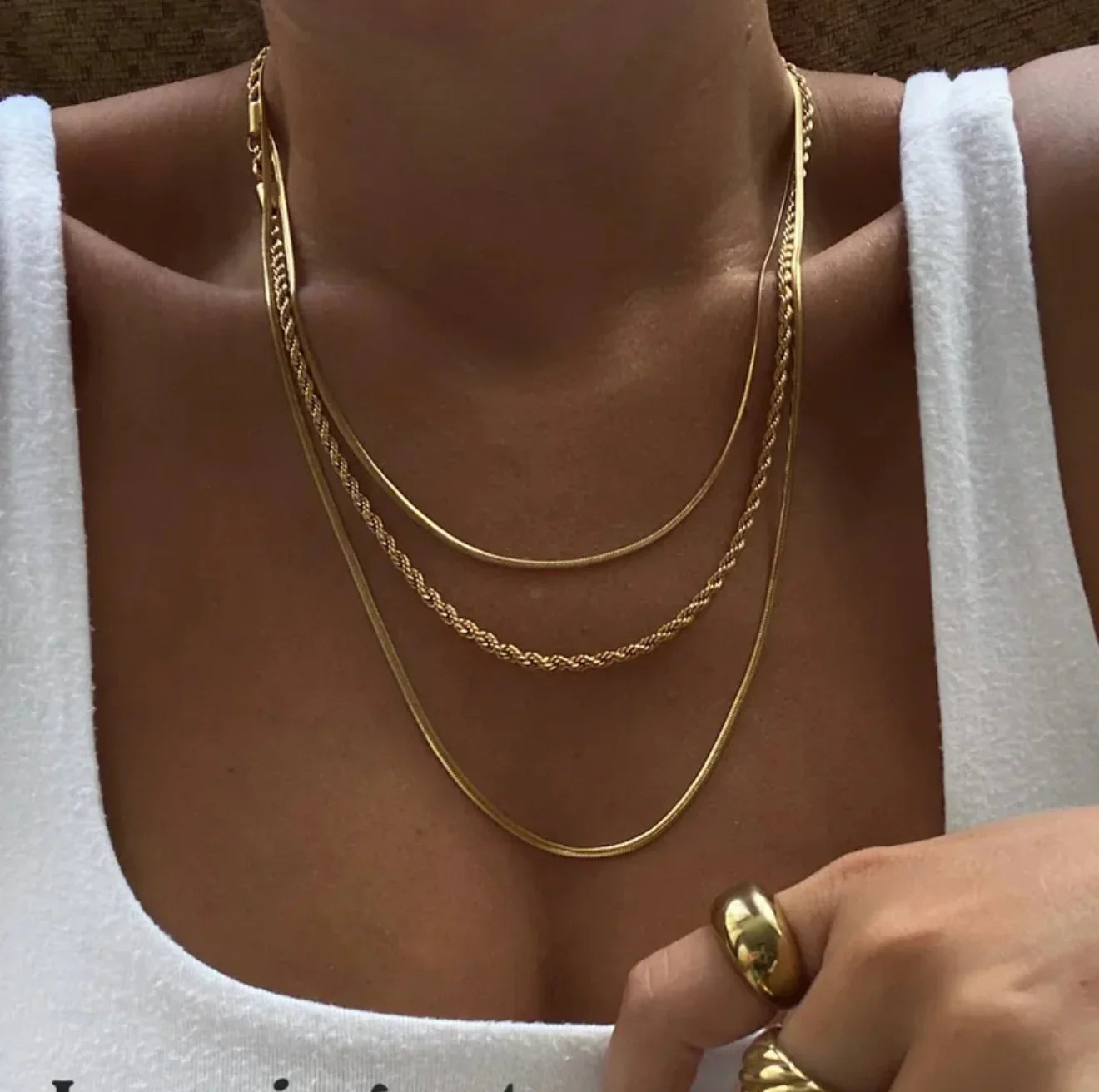 Layered Gold Chain Necklace Set - F Jewellery Shop