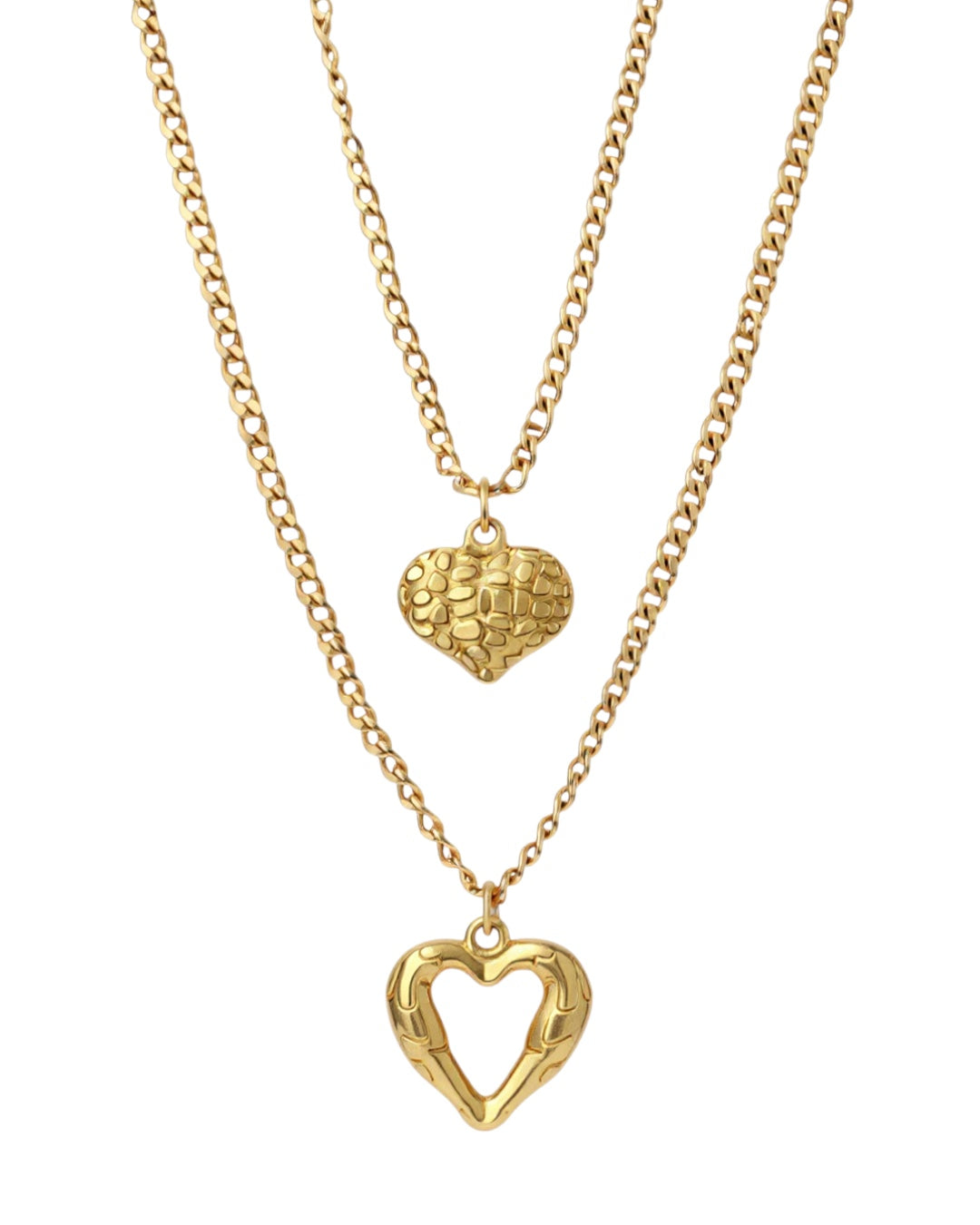 Double Heart Pendant Necklace