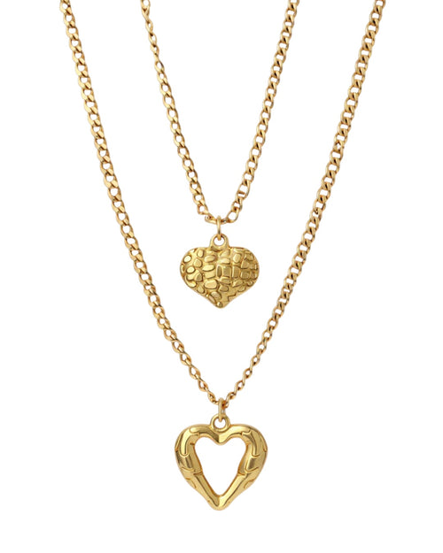 Double Heart Pendant Necklace