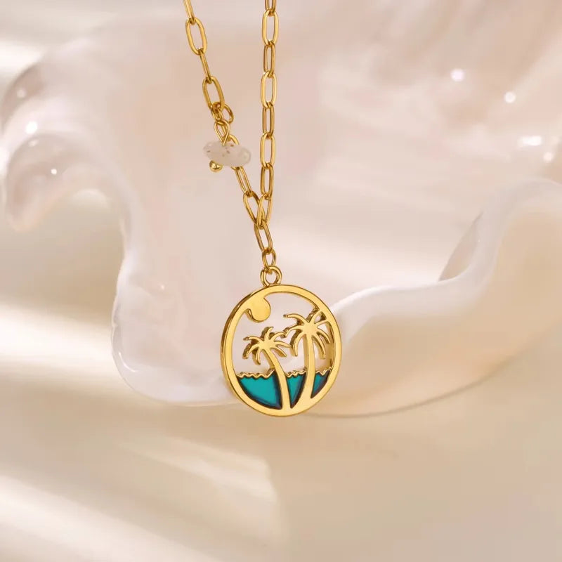 Tropical Palm Tree Necklace