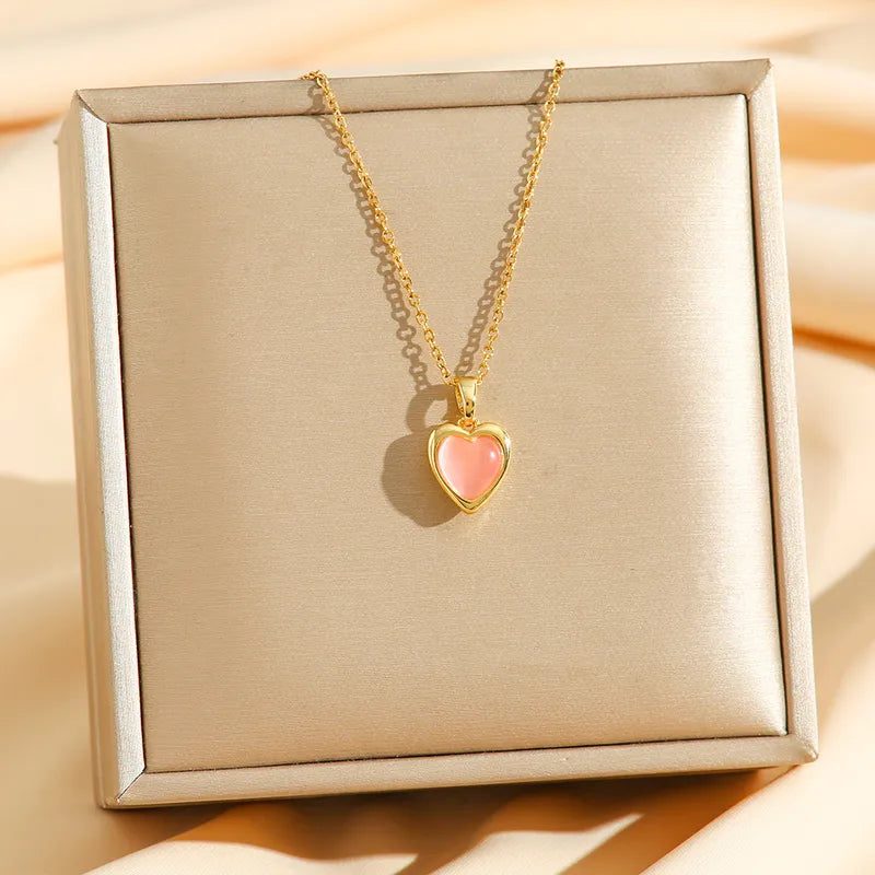 Pink Heart Pendant Necklace