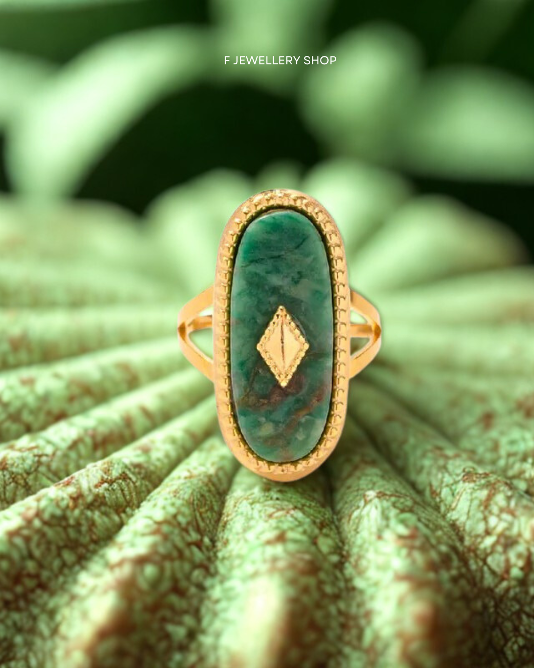 Oval Green Stone Ring